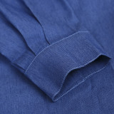 Blue Long Sleeve Slim-Waist Shirt Dress JZHF-8006