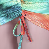 Sexy Printed Long Sleeve Crop Top Mini Skirt 2 Piece Sets JZHF-8029