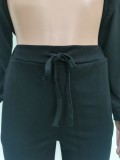 Solid Long Sleeve Casual Two Piece Pants Set BGN-222