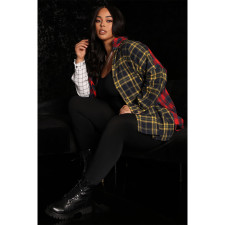 Plaid Patchwork Long Sleeve  Shirt Top ASL-6533