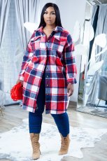 Classic Plaid Print Full Sleeve Long Coat XYF-9121
