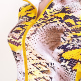 Snake Skin Print Thumb Hole Long Sleeve 2 Piece Sets JZHF-8011