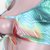 Sexy Printed Long Sleeve Crop Top Mini Skirt 2 Piece Sets JZHF-8029