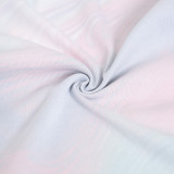 Sexy Printed Long Sleeve Crop Top Mini Skirt 2 Piece Sets JZHF-8029