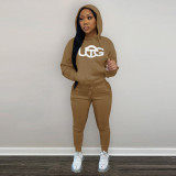 Casual Fleece Hoodies Pants Two Piece Sets DDF-88140