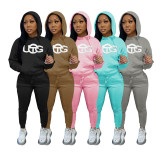 Casual Fleece Hoodies Pants Two Piece Sets DDF-88140