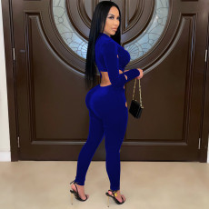 Sexy Hole Hollow Out Long Sleeve Tight Jumpsuit YF-10025