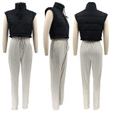 Winter Warm Stand Collar Sleeveless Puffer Vest Coat SFY-2153