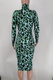 Leopard Print Long Sleeve Bodycon Dress XMY-9340