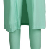 Solid Full Sleeve Long Cloak+Tank Top+Pants 3 Piece Sets FSXF-314