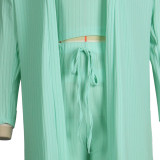 Solid Full Sleeve Long Cloak+Tank Top+Pants 3 Piece Sets FSXF-314