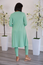 Solid Full Sleeve Long Cloak+Tank Top+Pants 3 Piece Sets FSXF-314