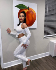 White Off Shoulder Ruched Long Sleeve 2 Piece Sets JZHF-8098