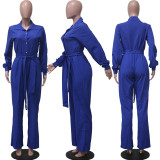 Solid Long Sleeve Sashes Casual Jumpsuit YS-8845