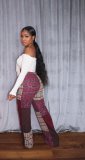 Plaid Print Casusl Staight Pants YS-8846
