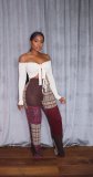 Plaid Print Casusl Staight Pants YS-8846