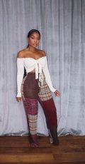 Plaid Print Casusl Staight Pants YS-8846