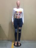 Plus Size Denim Ripped Hole Skinny Jeans Pants OD-8458