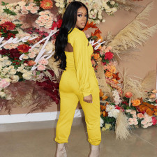 Solid Long Sleeve Crop Top+Camisole+Pants 3 Piece Sets GLF-10078