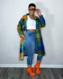 Casual Plaid Full Sleeve Long Coats HMS-5528