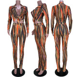 Casual Printed Blouse Top And Pants 2 Pece Sets MDF-5279