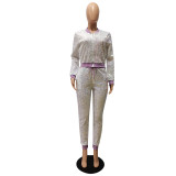 Velvet Sequin Zipper Coat And Pants 2 Piece Sets CM-2169