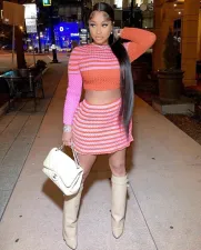 Knitted Striped Long Sleeve Mini Skirt 2 Piece Sets CL-6119