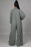 Plus Size Solid Long Sleeve Loose Jumpsuit HM-6601