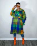 Casual Plaid Full Sleeve Long Coats HMS-5528