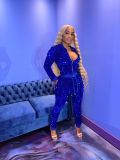 Velvet Sequin Zipper Coat And Pants 2 Piece Sets CM-2169