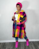 Casual Plaid Full Sleeve Long Coats HMS-5528