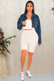 Denim Ripped Hole Full Sleeve Short Jacket LX-3522