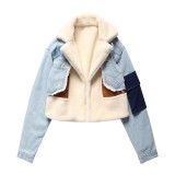 Fleece Patch Denim Jacket LMDF-10205