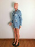 Denim Ripped Hole Full Sleeve Coat LX-3521