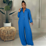 Plus Size Solid Long Sleeve Loose Jumpsuit HM-6601