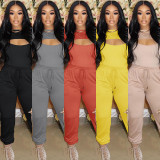 Solid Long Sleeve Crop Top+Camisole+Pants 3 Piece Sets GLF-10078