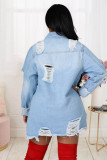 Denim Ripped Hole Full Sleeve Coat LX-3521