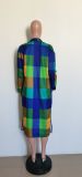 Casual Plaid Full Sleeve Long Coats HMS-5528