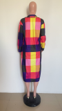 Casual Plaid Full Sleeve Long Coats HMS-5528