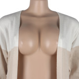 Knitted Striped Full Sleeve Midi Sweater Cardigan FSXF-F333