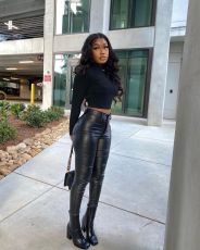 Black PU Leather Skinny Pants OD-8475