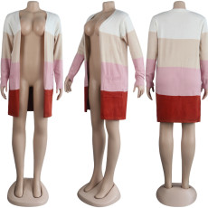 Knitted Striped Full Sleeve Midi Sweater Cardigan FSXF-F333