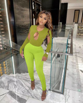 Sexy Long Sleeve Hollow Top And Pants 2 Piece Sets FENF-205