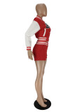Casual Patchwork Baseball Jacket And Shorts 2 Piece Sets NM-8393