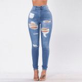 Plus Size Denim Ripped Hole Skinny Jeans MOF-6663