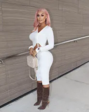 Solid Drawstring Long Sleeve Top And Shorts 2 Piece Sets OMY-80082