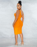 Sexy Patchwork Off Shoulder Bodycon Dress BS-1302