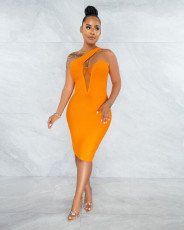Sexy Patchwork Off Shoulder Bodycon Dress BS-1302