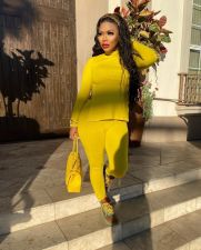 Solid Long Sleeve Split Top And Pants 2 Piece Sets LP-66329