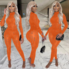 Sexy Hole Long Sleeve Two Piece Pants Sets AL-272